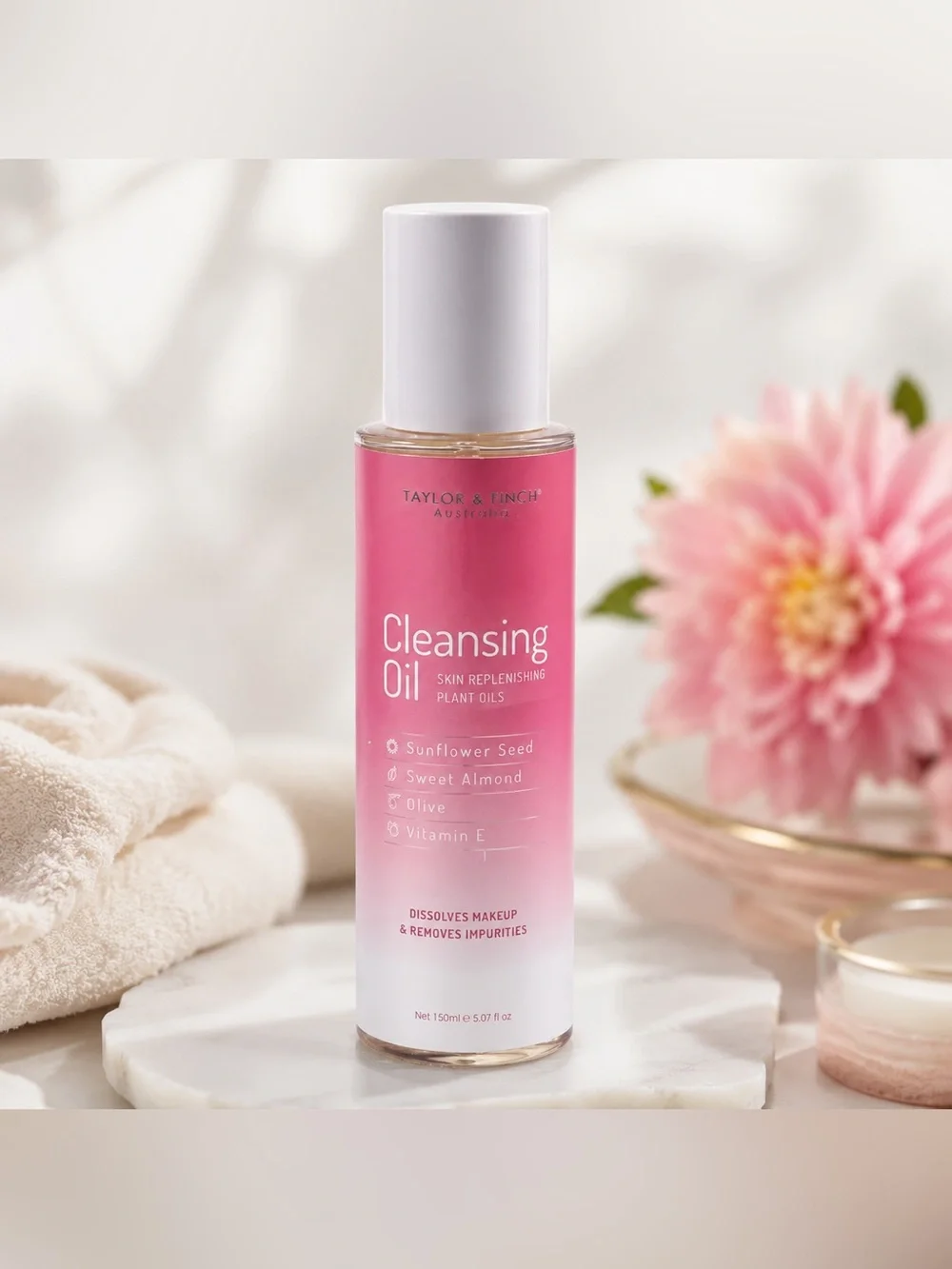 Pink and White Makeup Remover with Elegant Gradient Design